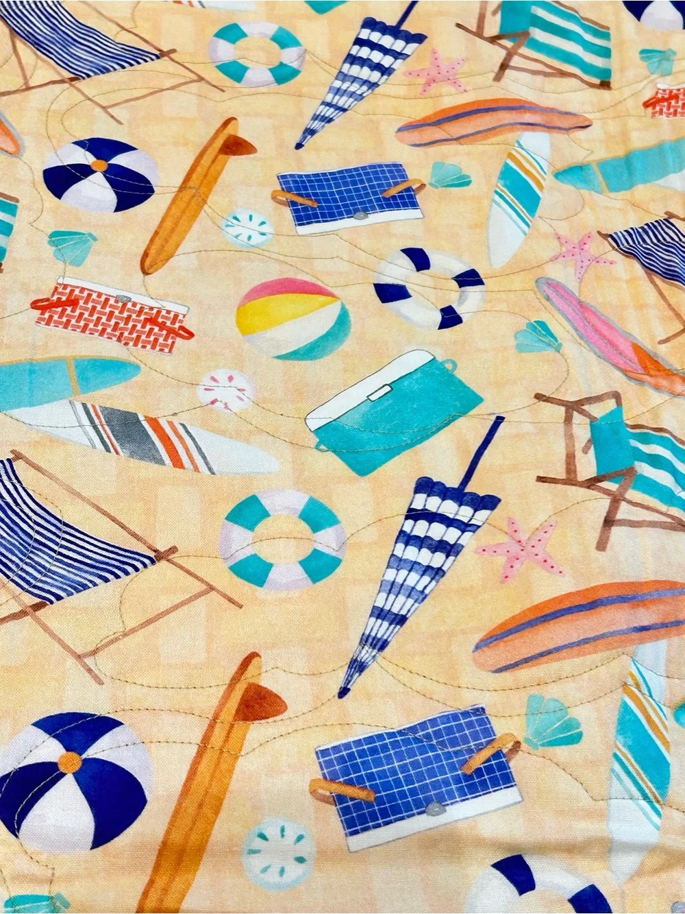 Handmade Quilt Throw Swimsuit Whimsical Summer 61”x36”‎